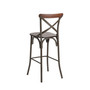 Rustic Steel Bar Stool with Solid ELM Wood Seat and Back Support, Set of 2