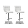 Adjustable Curved Back Barstool in Bonded Leather, Set of 2