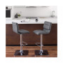 Adjustable Curved Back Barstool in Bonded Leather, Set of 2