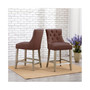 24" Linen Tufted Buttons Upholstered Wingback Counter Stool (Set of 2)