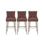 29" Linen Tufted Buttons Upholstered Wingback Bar Stool (Set of 3)
