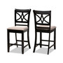 Chandler Modern and Contemporary Fabric Upholstered 2 Piece Counter Height Pub Chair Set