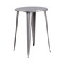 30" Round Silver Metal Bar Table Set with 2 Stools