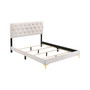 Kendall 49.25" Asian Hardwood Tufted Upholstered Panel Queen Bed