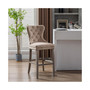 Tufted Upholstered Velvet Bar Stool with Metal Footrest