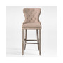 Tufted Upholstered Velvet Bar Stool with Metal Footrest