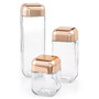 3-Pc. Glass & Copper Canister Set