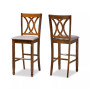 Calista Modern and Contemporary Fabric Upholstered 2 Piece Bar Stool Set