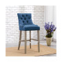 29" Linen Fabric Tufted Buttons Upholstered Wingback Bar Stool
