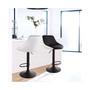 2 Piece Faux Leather Adjustable Bar Stool in Black and White with Black Base