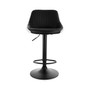 2 Piece Faux Leather Adjustable Bar Stool in Black and White with Black Base