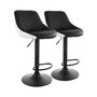 2 Piece Faux Leather Adjustable Bar Stool in Black and White with Black Base