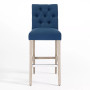 29" Upholstered Linen Fabric Tufted Bar Stool Chair