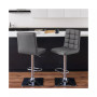 Adjustable Square Tufted Barstool in Bonded Leather, Set of 2