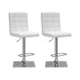 Adjustable Square Tufted Barstool in Bonded Leather, Set of 2