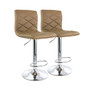 2 Piece Adjustable Diamond Tufted Faux Leather Bar Stool in Camel with Chrome Base
