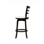 Wood Barstool with Leatherette Seat and 3-Slat Backrest