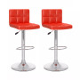 Mid Back Square Panel Adjustable Barstool in Leatherette, Set of 2