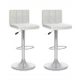 Mid Back Square Panel Adjustable Barstool in Leatherette, Set of 2