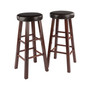 Maria 2-Piece Wood Cushion Seat Bar Stool Set