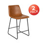 24" Commercial Grade LeatherSoft Counter Height Barstools - Light Brown, Set of 2