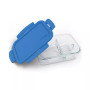 Large Divided Glass Food Storage Container, Blue