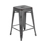 24" High Backless Distressed Silver Gray Metal Indoor Outdoor Counter Height Stool