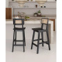 Versailles 2-Piece Ash Wood and Natural Cane Counter Height Bar Stool