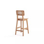 Versailles 2-Piece Ash Wood and Natural Cane Counter Height Bar Stool