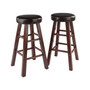 Transitional Maria 2-Pc Cushion Seat Counter Stool Set, Espresso and Walnut