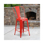 24'' High Red Metal Indoor-Outdoor Counter Height Stool