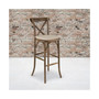 Dark Antique Wood Cross Back Barstool with Cushion