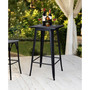 41.25" H Steel Bar Table with Solid Elm Wood Top