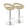 2 Piece Adjustable Rattan Barstool in Tan with Chrome Base