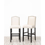 Set of 2 Leatherette Barchair with Studded Decoration and Solid Rubberwood Legs
