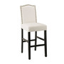 Set of 2 Leatherette Barchair with Studded Decoration and Solid Rubberwood Legs