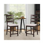 Set of 2 Upholstered Bar Stools 24'' Rubber Wood Dining Chairs with High Back