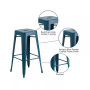 Commercial Grade 30" High Backless Distressed Metal Indoor-Outdoor Barstool