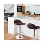 2 Piece Adjustable Faux Leather Bar Stool in Dark Brown