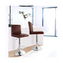 2 Piece Adjustable Tufted Faux Leather Bar Stool in Glossy Cherry with Chrome Base
