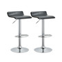 Contoured Hydraulic Lift Chrome Base Bar Stool with Footrest, Set of 2