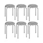 Set of 6 Stackable Metal Stool Set Daisy Backless Round Top Kitchen