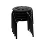 Plastic Nesting Stack Stools, 11.5"Height, Black - 5 Pack