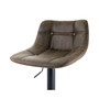 2 Piece Vintage Faux Leather Adjustable Bar Stool in Brown with Matte Black Base