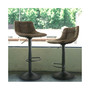 2 Piece Vintage Faux Leather Adjustable Bar Stool in Brown with Matte Black Base