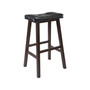 Transitional Mona Cushion Saddle Seat Bar Stool, Black and Walnut