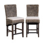 Quest Coastal Seagrass Counter Height Dining Barstools with Seat and Cream Cushion, Set of 2