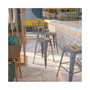 30" High Backless Distressed Silver Gray Metal Indoor-Outdoor Barstool
