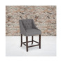 24" High Transitional Tufted Walnut Counter Height Stool in Dark Gray Fabric