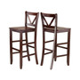 Transitional Victor 2-Pc V-back Bar Stool Set, Walnut